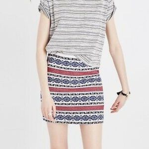Madewell Red White and Blue Jacquard Mini Skirt
